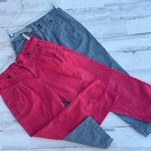 Sundance Vibrant Red and Blue Checkered Cropped Pants
